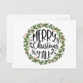 Vrolijk kerstfeest Alle Waterverf Wreath Feestdagenkaart (Voorkant / Achterkant)