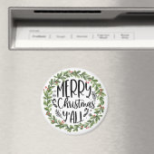 Vrolijk kerstfeest Alle Waterverf Wreath Magneet (Insitu (Vaatwasser))
