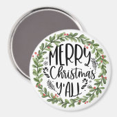 Vrolijk kerstfeest Alle Waterverf Wreath Magneet (Voorkant / Achterkant)