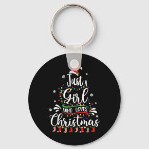 Vrolijk kerstfeest alleen een meisje dat van Kerst Sleutelhanger
