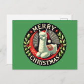 Vrolijk Kerstfeest Alpaca Kunstwerk Kerst Kunstwer Briefkaart (Voorkant / Achterkant)