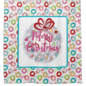 Vrolijk kerstfeest, aluminium, grote kerstmis douchegordijn (Voorkant)