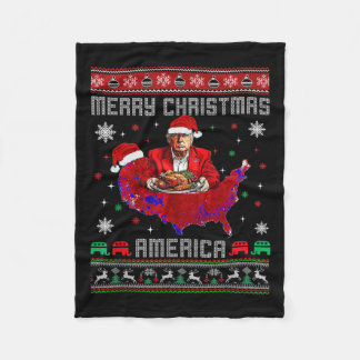 Vrolijk Kerstfeest Amerika Donald Trump Dekking Xm Fleece Deken