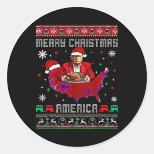 Vrolijk Kerstfeest Amerika Donald Trump Dekking Xm Ronde Sticker