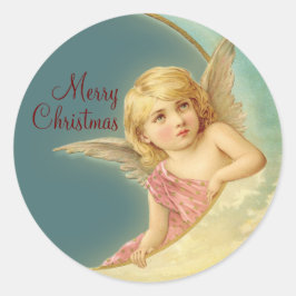 Vrolijk kerstfeest  Angel CC0253 Round Sticker