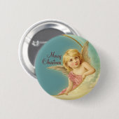 Vrolijk kerstfeest  Angel Cr0252 Button (Voorkant /achterkant)
