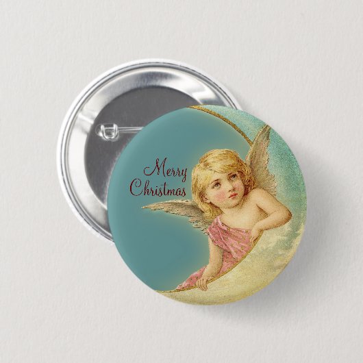 Vrolijk kerstfeest Angel Cr0252 Button (Voorkant /achterkant)