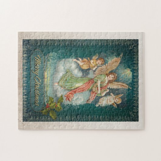 Vrolijk kerstfeest, Angels Retro Legpuzzel (Horizontaal)