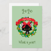 Vrolijk kerstfeest Angry Kitty Cat Wat een jaar 20 Feestdagenkaart (Voorkant / Achterkant)