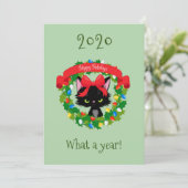 Vrolijk kerstfeest Angry Kitty Cat Wat een jaar 20 Feestdagenkaart (Staand voorkant)