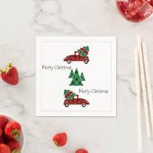 Vrolijk kerstfeest Antiek Red Truck Holiday Napkin Servet (Insitu)