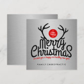 Vrolijk kerstfeest Antlers Chiropractische flatkaa Feestdagenkaart (Voorkant / Achterkant)