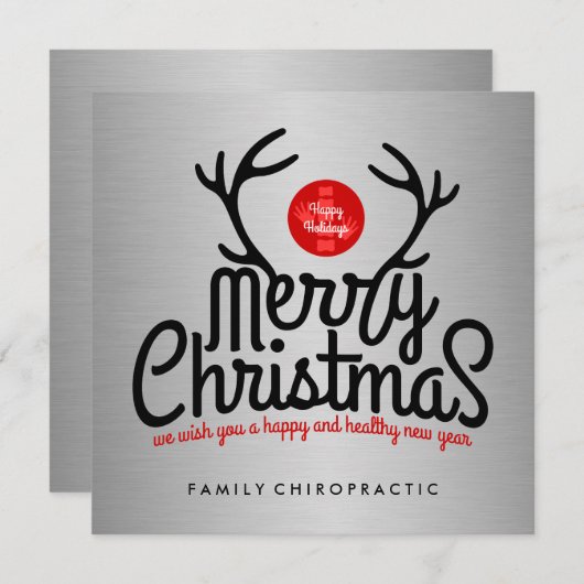 Vrolijk kerstfeest Antlers Chiropractische flatkaa Feestdagenkaart (Voorkant / Achterkant)