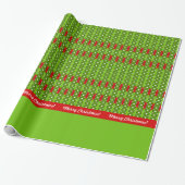 vrolijk kerstfeest! Argyle Stripes Rood & Groen Aa Cadeaupapier (Uitgerold)
