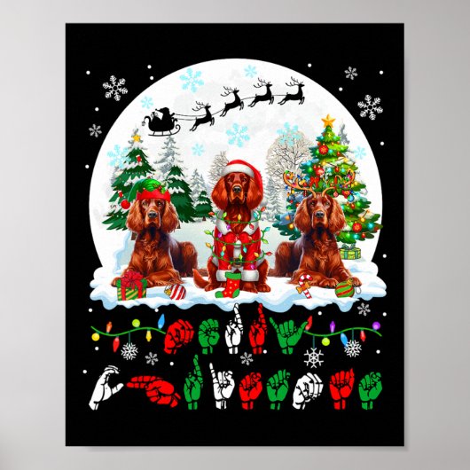 Vrolijk Kerstfeest Asl Gebarentaal Drie Santa Iris Poster (Voorkant)