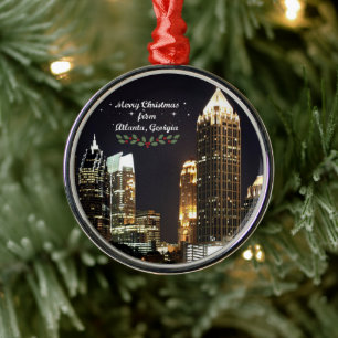 "Vrolijk kerstfeest," Atlanta, Georgia, Metalen Ornament