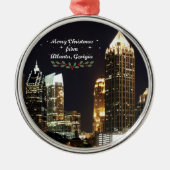 Vrolijk kerstfeest, Atlanta, Georgia Skyline Metalen Ornament (Voorkant)