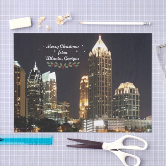 "Vrolijk kerstfeest", Atlanta, Georgia Skyline Tissuepapier (Craft)