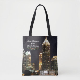 Vrolijk kerstfeest, Atlanta, Georgia Skyline Tote Bag