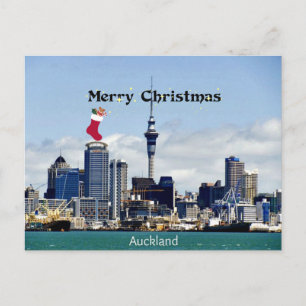 Vrolijk kerstfeest! Auckland Skyline Briefkaart