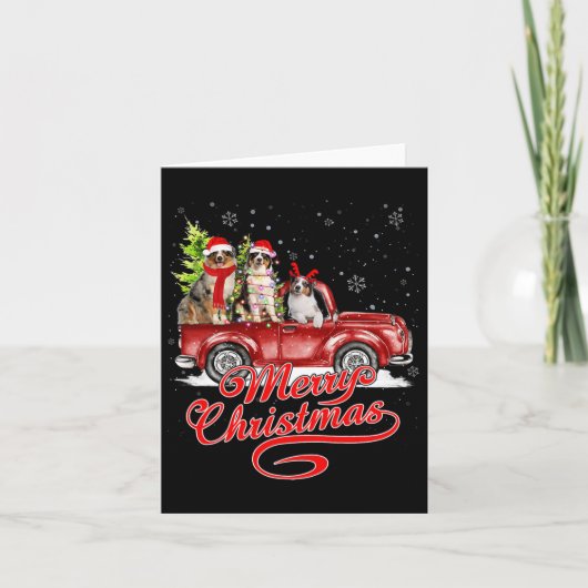 Vrolijk kerstfeest Australian Shepherd Santa Reind Kaart (Voorkant)