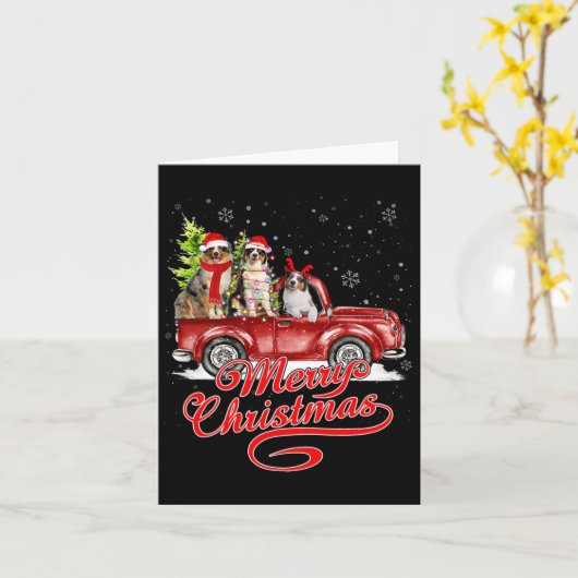 Vrolijk kerstfeest Australian Shepherd Santa Reind Kaart (Gele Bloem)