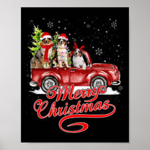 Vrolijk kerstfeest Australian Shepherd Santa Reind Poster