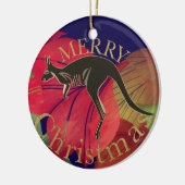 Vrolijk kerstfeest Australisch kangaroo goudschrif Keramisch Ornament (Links)