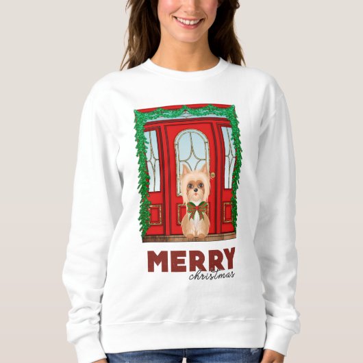 Vrolijk kerstfeest Australische Silky Terrier Trui (Voorkant)