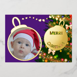 Vrolijk kerstfeest - baby afbeelding folie feestdagenkaart