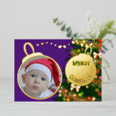 Vrolijk kerstfeest - baby afbeelding folie feestdagenkaart (Staand Voorkant)