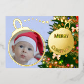 Vrolijk kerstfeest - baby afbeelding folie feestdagenkaart (Voorkant)