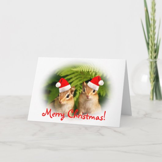 Vrolijk Kerstfeest Baby Chipmunks Kaart (Voorkant)