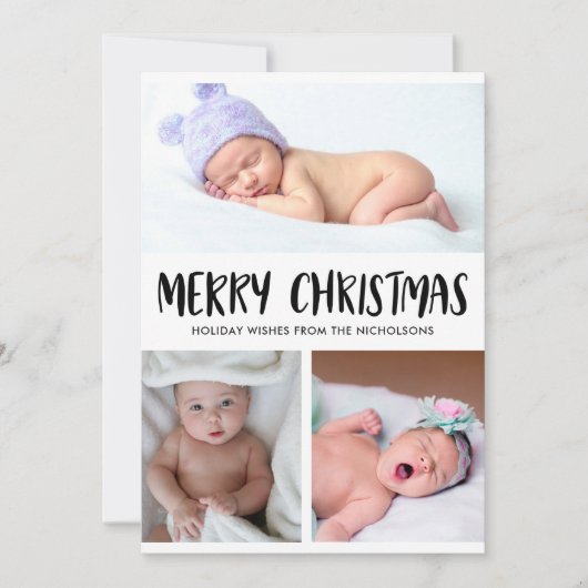 vrolijk kerstfeest | Baby eerste kerstfoto Feestdagenkaart (Voorkant)
