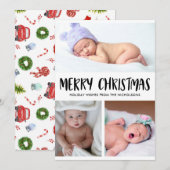 vrolijk kerstfeest | Baby eerste kerstfoto Feestdagenkaart (Voorkant / Achterkant)