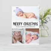 vrolijk kerstfeest | Baby eerste kerstfoto Feestdagenkaart (Staand voorkant)