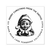 Vrolijk Kerstfeest Baby Elf in Santa's Pet Zelfinktende Stempel (Design)