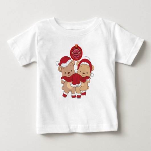 : Vrolijk Kerstfeest Baby Fijne Jersey T-shirt (Voorkant)
