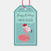 Vrolijk kerstfeest Baby flamingo rood pet en verli Cadeaulabel (Achterkant)