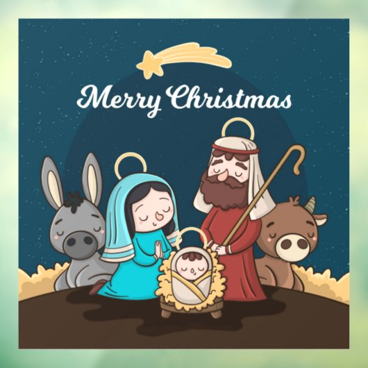 Vrolijk kerstfeest Baby Jesus Nativiteit Raamsticker (Vel 3)