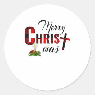 Vrolijk Kerstfeest Baby Jesus Religious Cr Ronde Sticker
