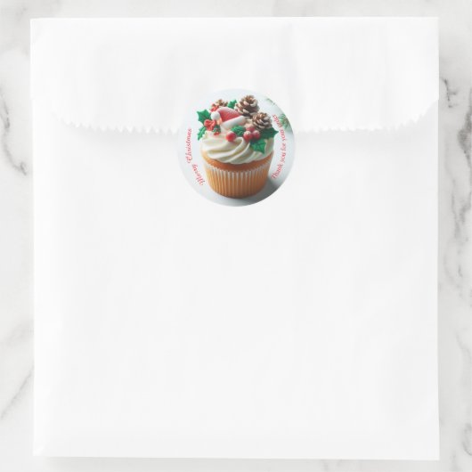 Vrolijk Kerstfeest Bakkerij Cupcake Dank u Sticker (Tas)