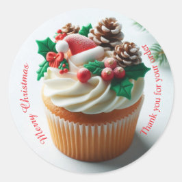 Vrolijk Kerstfeest Bakkerij Cupcake Dank u Sticker