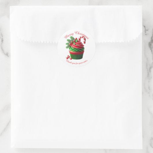 Vrolijk Kerstfeest Bakkerij Cupcake Dank u Sticker (Tas)