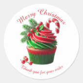 Vrolijk Kerstfeest Bakkerij Cupcake Dank u Sticker (Voorkant)