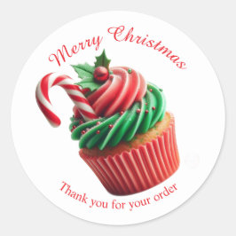 Vrolijk Kerstfeest Bakkerij Cupcake Dank u Sticker