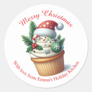 Vrolijk Kerstfeest Bakkerij Cupcake Feestelijke St Ronde Sticker
