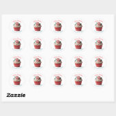 Vrolijk Kerstfeest Bakkerij Cupcake met liefde Sti Ronde Sticker (Vel)