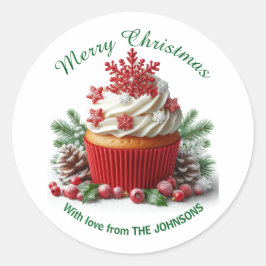 Vrolijk Kerstfeest Bakkerij Cupcake met liefde Sti Ronde Sticker