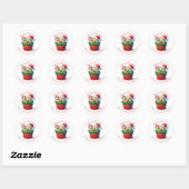 Vrolijk Kerstfeest Bakkerij Cupcake Rood Groene St Ronde Sticker (Vel)